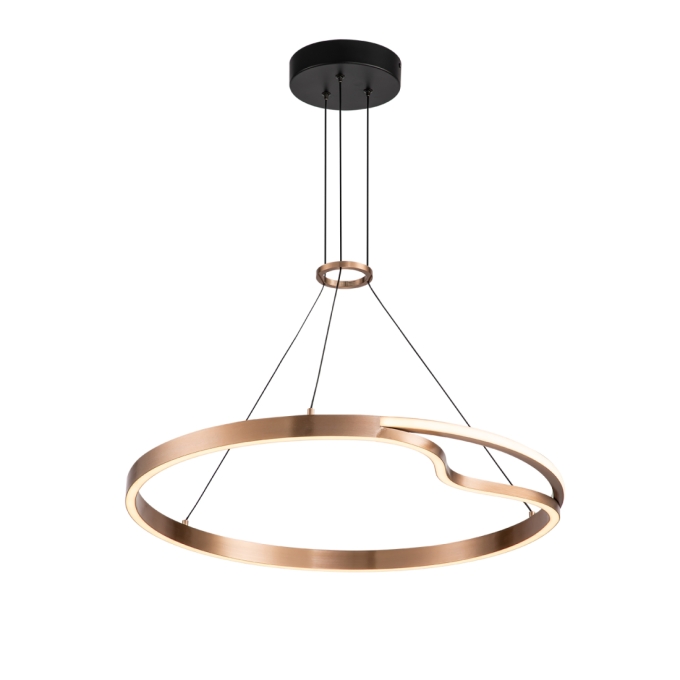 Pendente +Luz Rash Metal e Acrílico 34 watts 3000K Cobre Ø650mm PE-210/34.65CO