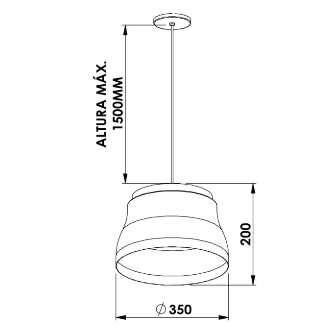 Pendente Newline Arua 1L E27 Ø350x200mm PD02016
