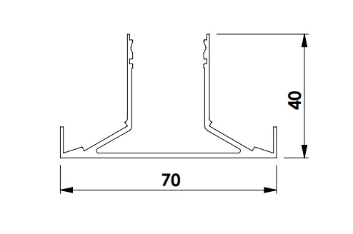 Perfil Newline Sobrepor Up para Fita de Led 2510x70x40mm SPSUP250