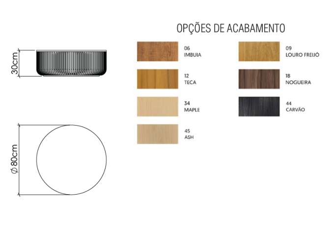 Mesa de Centro Accord Ripada Ø800x300mm F1041
