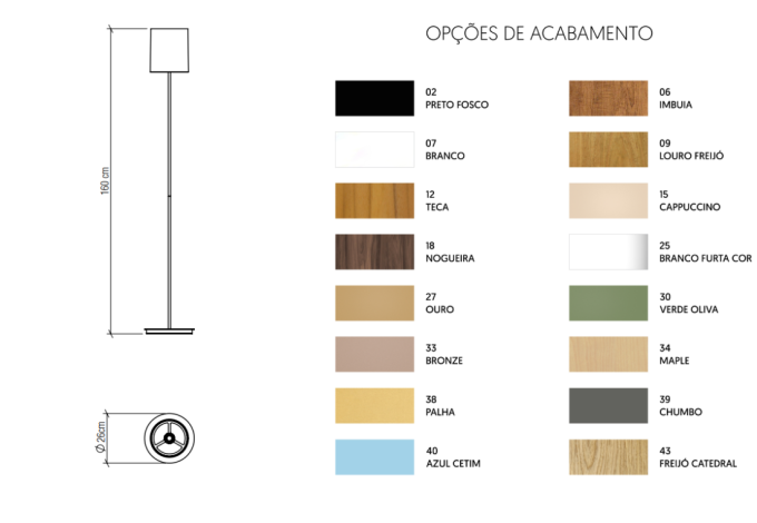 Coluna Accord Cilíndrico 1L E27 Ø260x1600mm 3054