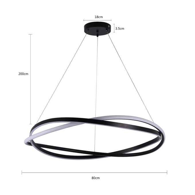 Pendente Nordecor Euni Odi 77 watts 3000K Preto Ø800mm 2875