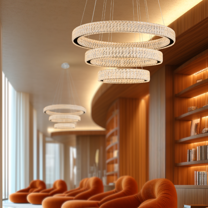 Pendente +Luz Allianz Cristal e Metal Cromado 110 watts 3000K Ø400/600/800mm PE-201/80.80CR