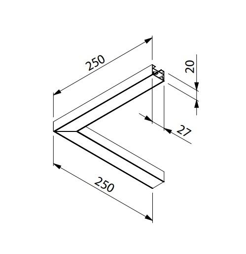 Perfil Sobrepor Newline Fit25 para Fita de Led Curva Direita/Esquerda 250x250x20mm SCPS25000