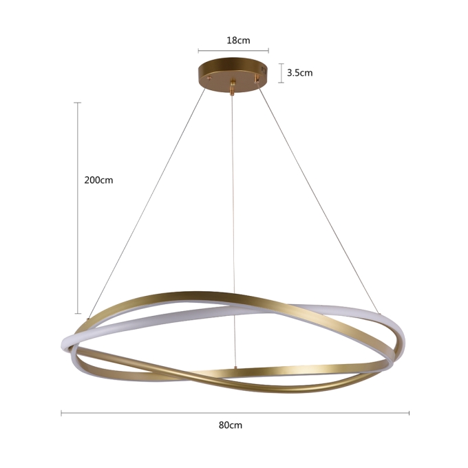 Pendente Nordecor Euni Odi 77 watts 3000K Dourado Fosco Ø800mm 2876