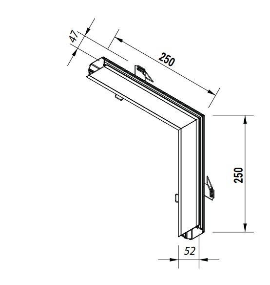 Perfil Embutido Newline Fit40 Curva Teto/Parede 250x52x250mm SCPE40001