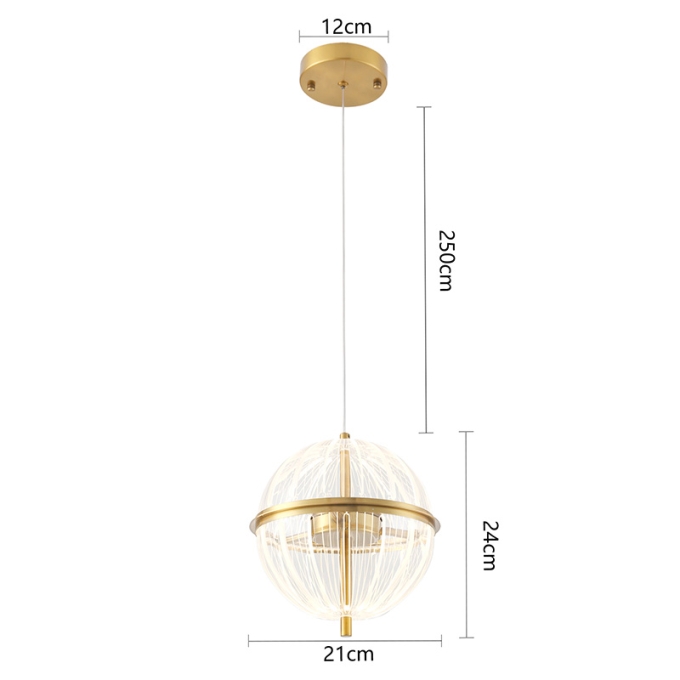 Pendente Nordecor Miza 18 watts 2700K Ouro Brilho Ø210x240mm 2952