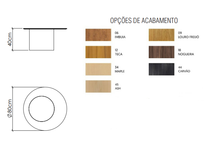 Mesa de Centro Accord Cilíndrica Ø800x400mm F1045