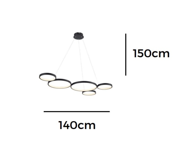 Pendente Alliance Haven 5 Arcos Alumínio e Silicone 1400mm 84 watts Bivolt 3008/5
