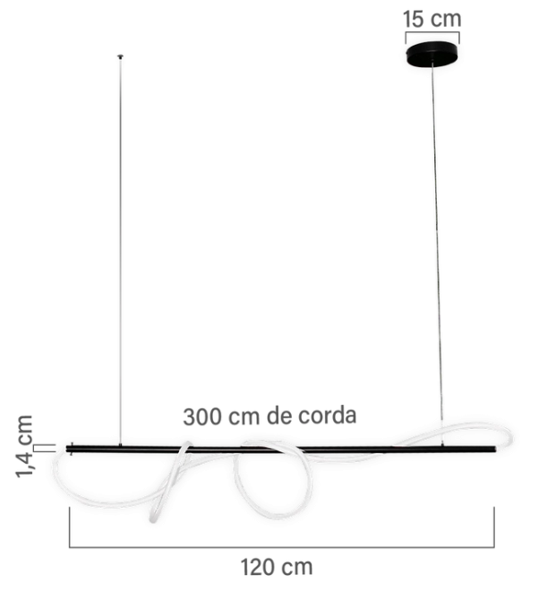 Pendente GMH Frade Dourado 50 watts 3000K Bivolt 150X130X1350mm F-FRADE-DOURADO