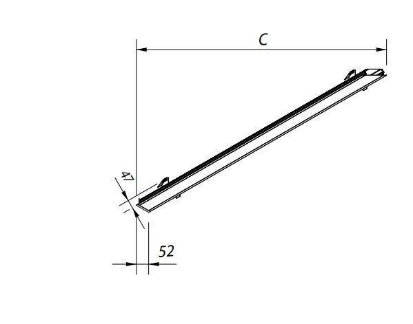 Perfil Embutido Newline Fit40 para Fita de Led 1000x52x50mm SCPE40100