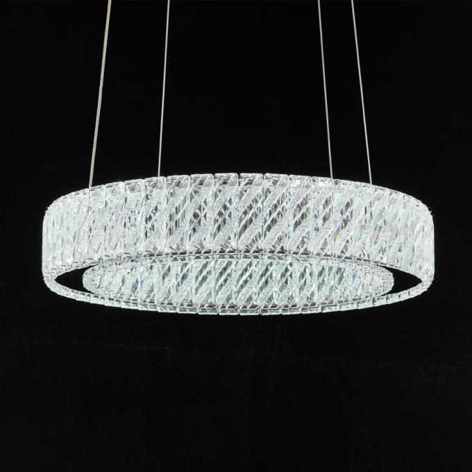 Pendente +Luz Allianz Cristal e Metal Cromado 36 watts 3000K Ø800x76mm PE-200/36.85CR