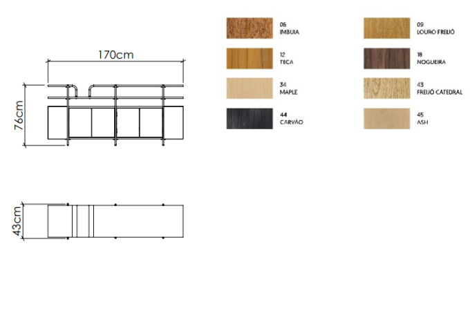 Mesa de Buffet Accord Cascade 760x1700x435mm F1030