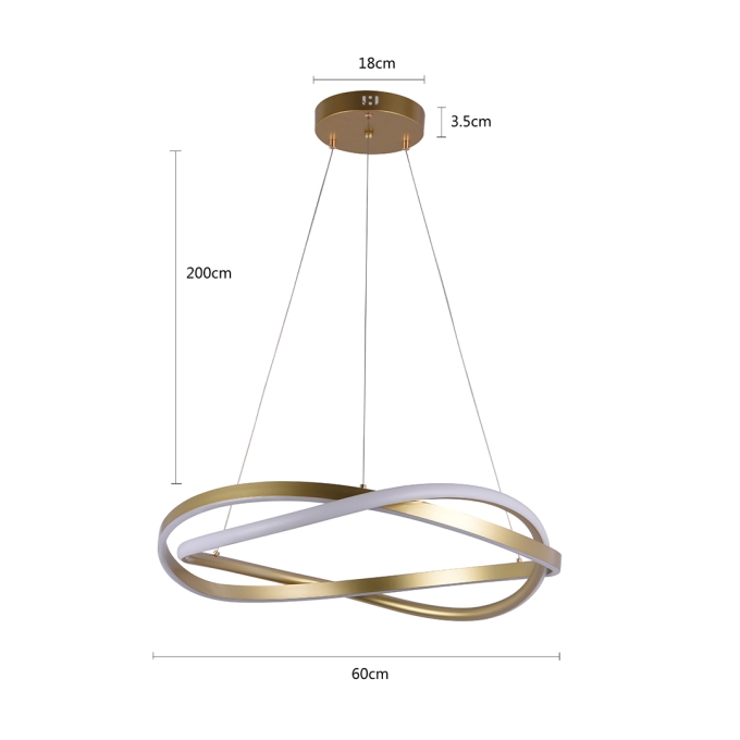 Pendente Nordecor Euni Odi 58 watts 3000K Dourado Fosco Ø600mm 2874