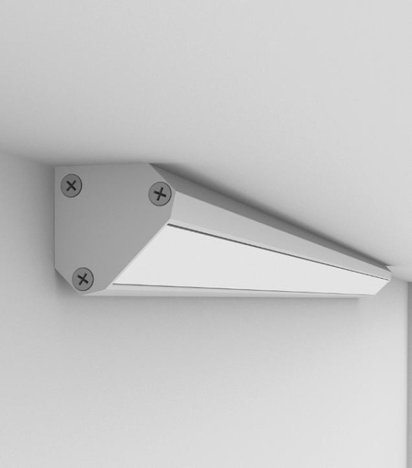 Perfil Newline Linear Sobrepor Fit15 Canto 45° 1500x23x23mm SPS12150