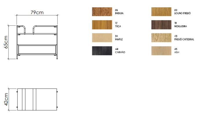 Mesa de Cabeceira Accord Cascade 650x795x420mm F1029