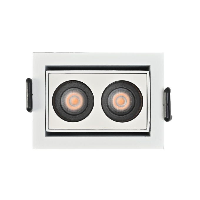 Embutido Nordecor Downlight Powerus Direcionável 2 Focos 4 watts Branco e Preto 3000K IRC90 38° 70x52x46mm 6633