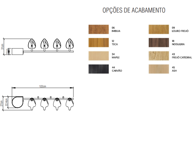 Mancebo Accord Caeté 6 watts 2700K Bivolt 310x1220x270mm 4202