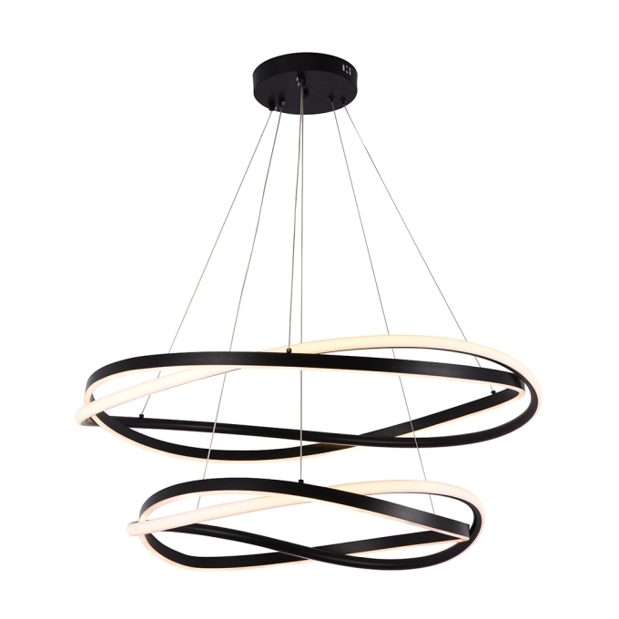 Pendente Nordecor Euni Odi 135 watts 3000K Preto Ø600/800mm 2877