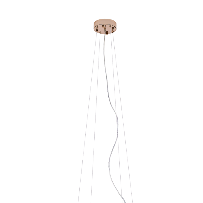 Pendente +Luz Foglia Metal Cristal e Vidro 15L E14 Dourado Ø800x550mm PE-207/15.80DO