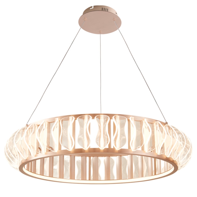 Pendente Nordecor Wavy 100 watts 2700K Ouro Champagne Ø800x155mm 2945