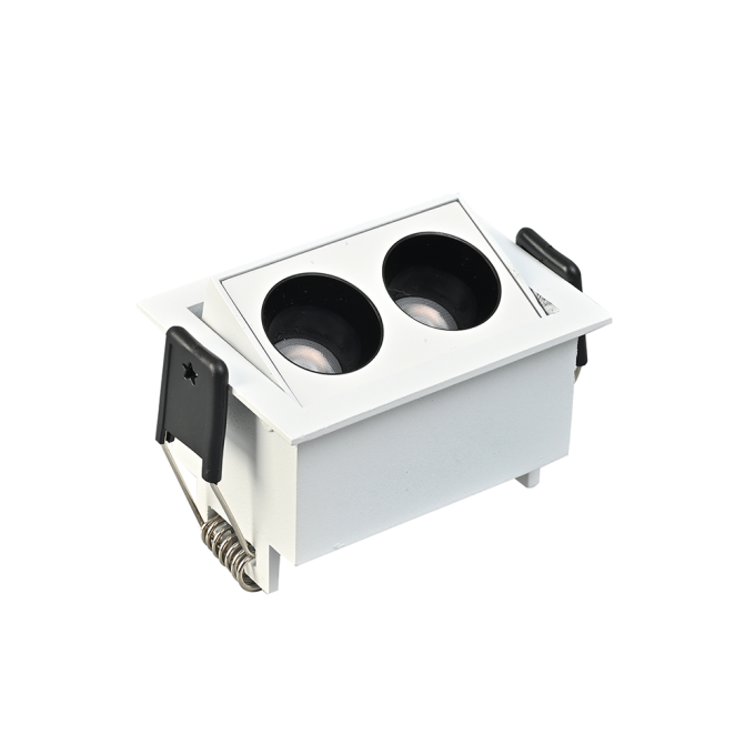 Embutido Nordecor Downlight Powerus Direcionável 2 Focos 4 watts Branco e Preto 3000K IRC90 38° 70x52x46mm 6633