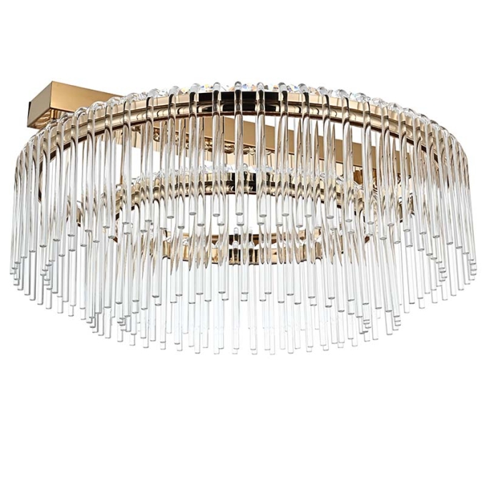 Plafon Led Nordecor Gouli 51 watts 2700K Ouro Brilho Ø400/600mm 2895