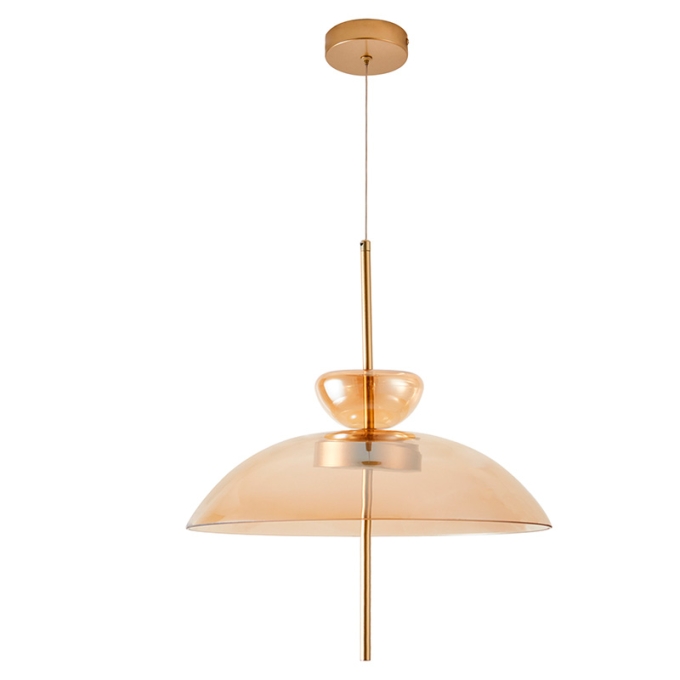 Pendente Nordecor Kholy 12 watts 3000K Dourado Fosco e Âmbar Ø400x480mm 2958