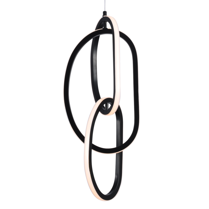 Pendente +Luz Moya Alumínio e Acrílico Preto 48 watts 3000K 220x500mm PE-196/48.50PF