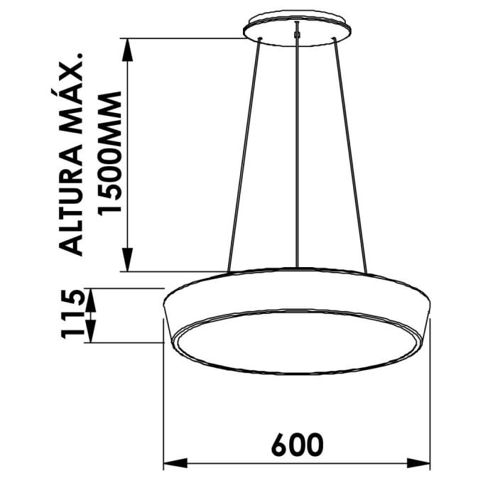 Pendente Newline Lunare 37,8 watts 3000K Ø600X80mm PD02044LED3