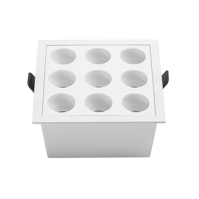 Embutido Nordecor Downlight Powerus 9 Focos 18 watts Branco 3000K IRC90 38° Bivolt 106x106x52mm 6735