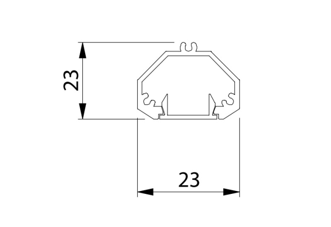 Perfil Newline Linear Sobrepor Fit15 Canto 45° 1500x23x23mm SPS12150
