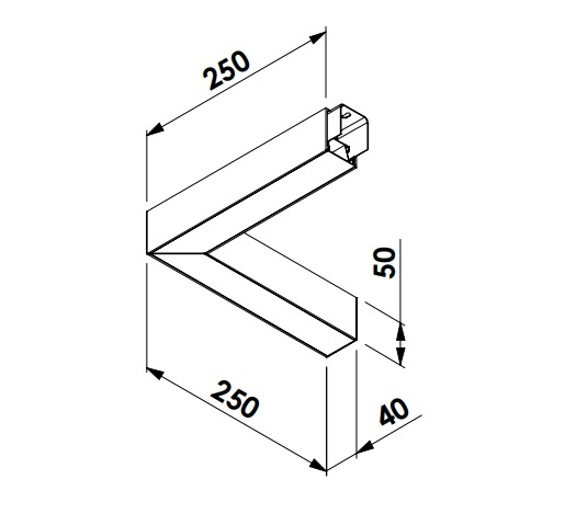Perfil Sobrepor Newline Fit40 para Fita de Led Curva Direita/Esquerda 250x250x50mm CPS40000F