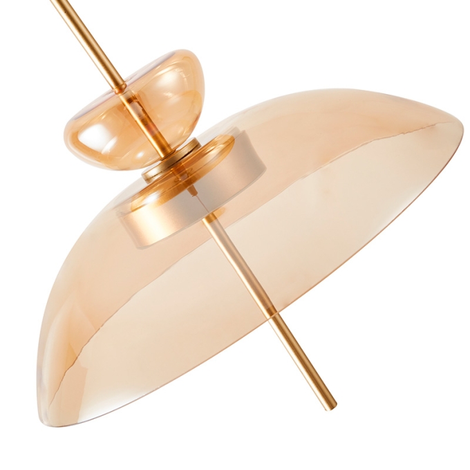 Pendente Nordecor Kholy 12 watts 3000K Dourado Fosco e Âmbar Ø400x480mm 2958