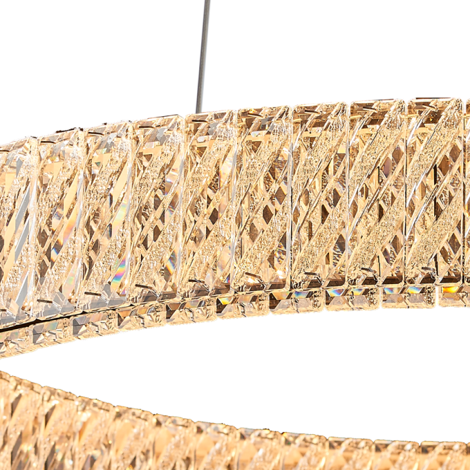 Pendente +Luz Allianz Cristal e Metal Cromado 36 watts 3000K Ø800x76mm PE-200/36.85CR