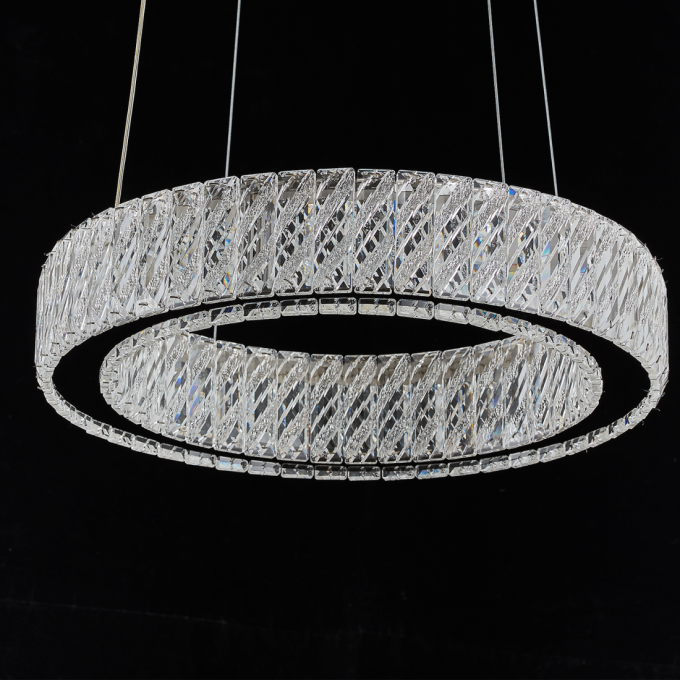 Pendente +Luz Allianz Cristal e Metal Cromado 27 watts 3000K Ø600x76mm PE-200/27.65CR