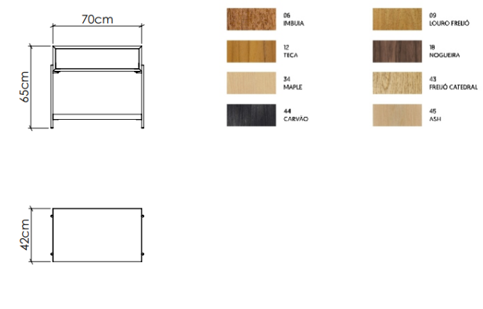 Mesa de Cabeceira Accord Clean 650x735x420mm F1027