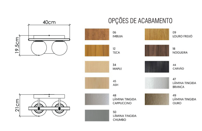 Arandela Accord Sfera 3L Mini Bulbo 195x700x210mm 4207