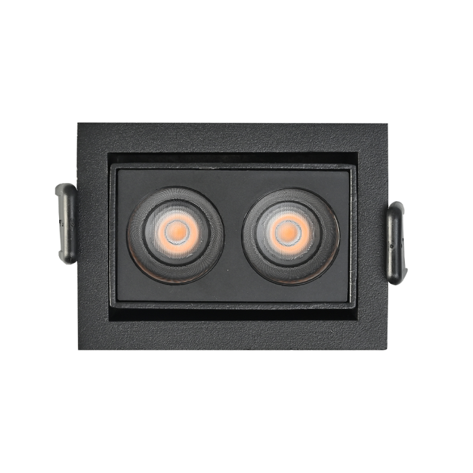 Embutido Nordecor Downlight Powerus Direcionável 2 Focos 4 watts Preto 3000K IRC90 38° Bivolt 70x52x46mm 6634