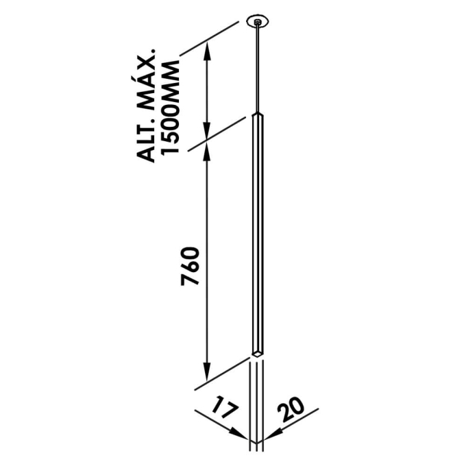 Pendente Newline Fit15 Row Vertical 156 watts 3000K 17x20x760mm PD15031LED