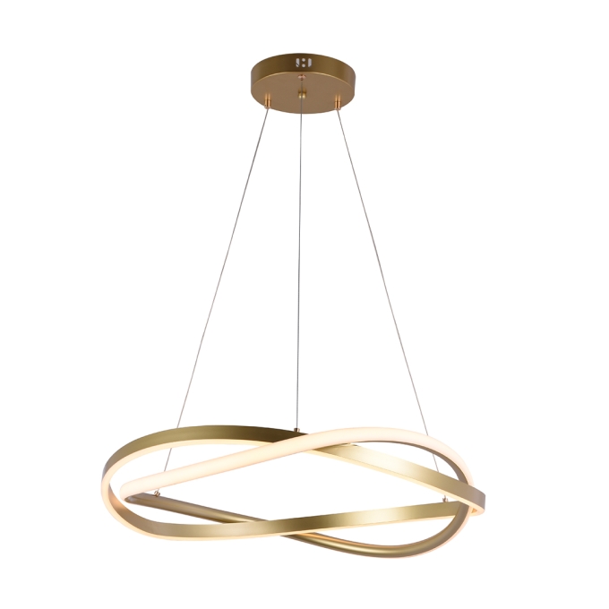 Pendente Nordecor Euni Odi 58 watts 3000K Dourado Fosco Ø600mm 2874