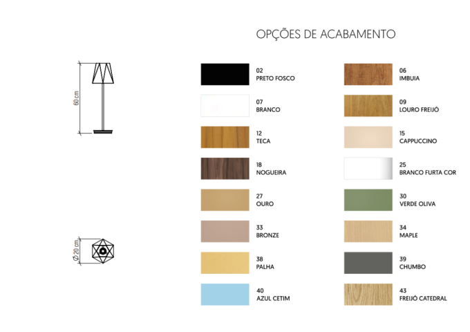 Abajur Accord Facetado 1L E27 Ø200x600mm 7085