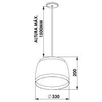 Pendente Newline Zoé 1L E27 Ø330x200mm PD02013