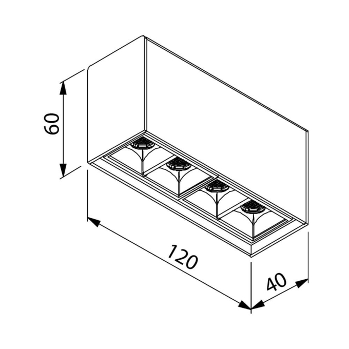 Plafon Newline Pixel 4 Focos 8 watts 36° 2700K Bivolt 120x40x60mm PL03031LED27