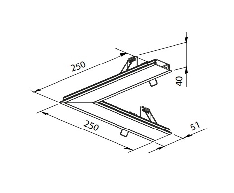 Perfil Embutido Newline Fit40 Slim Curva Direita/Esquerda 250x30x250mm SCPE43000