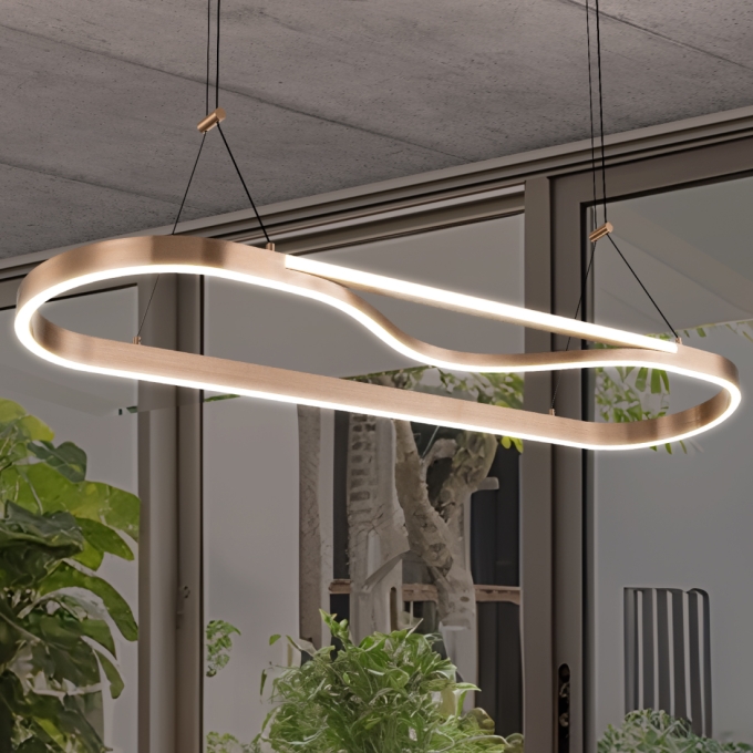 Pendente +Luz Rash Metal e Acrílico 46 watts 3000K Cobre 300x1090mm PE-212/46.100CO