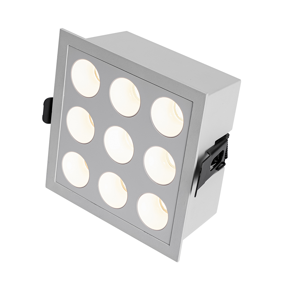 Embutido Nordecor Downlight Powerus 9 Focos 18 watts Branco 4000K IRC90 24° Bivolt 105x105x50mm 6800