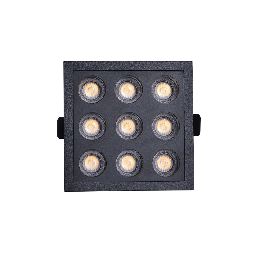 Embutido Nordecor Downlight Powerus 9 Focos 18 watts Preto 4000K IRC90 24° Bivolt 105x105x50mm 6801