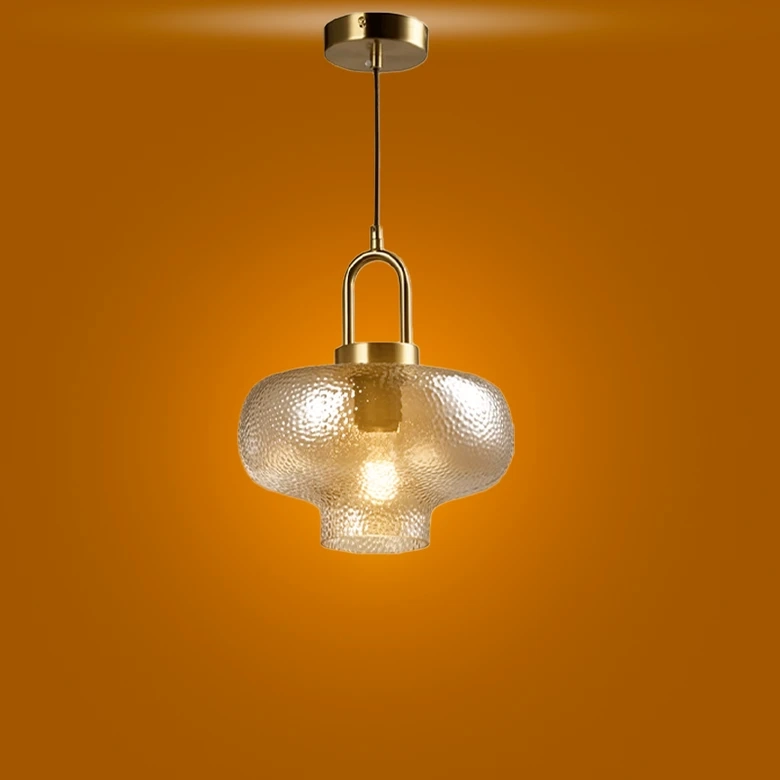 Pendente Skylight Antiq Dourado e Vidro Âmbar 1L E27 Bivolt Ø260x240mm SKY-4095