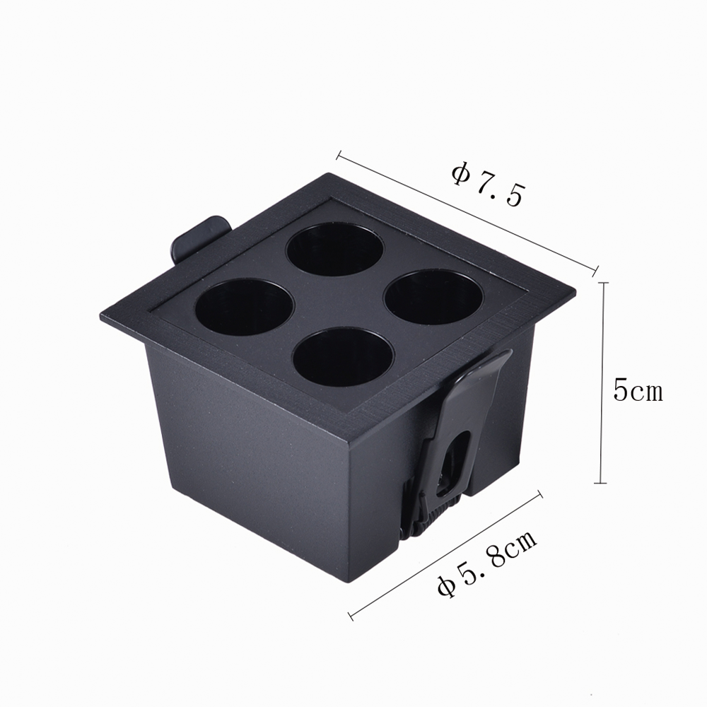 Embutido Nordecor Downlight Powerus 4 Focos 8 watts Preto 4000K IRC90 35° Bivolt 75x75x50mm 6799